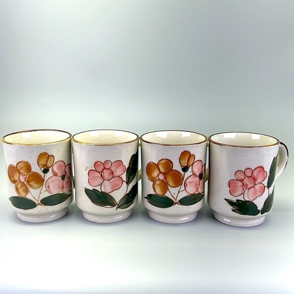 Vintage Speckled Floral Mugs - Picture 1 of 7